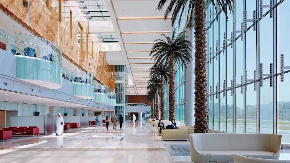 Interior lobby of Cleveland Clinic, Abu Dhabi